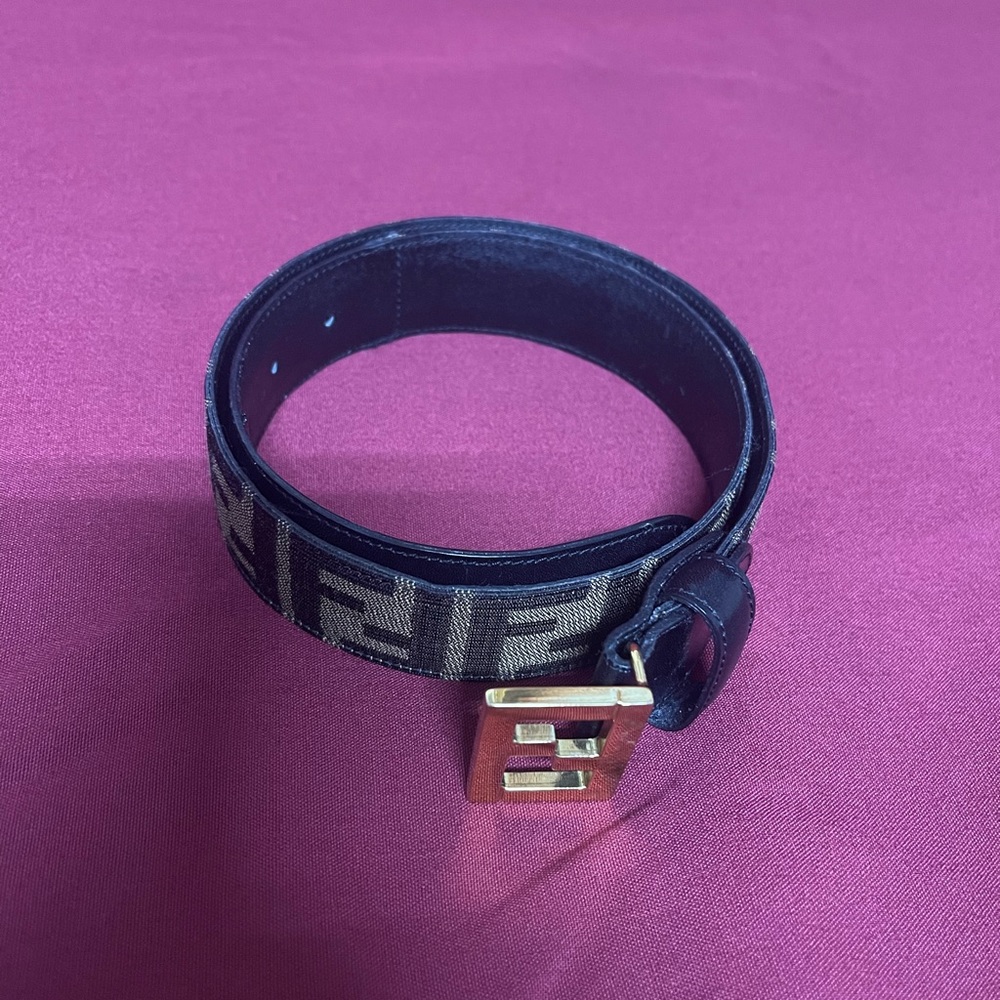 Vintage Fendi Zucca pattern with logo gold FF belt